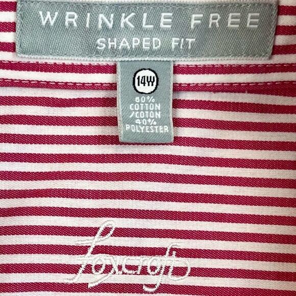 Foxcroft Wrinkle Free Shaped Fit Striped Button Down Blouse 14W - Picture 8 of 10